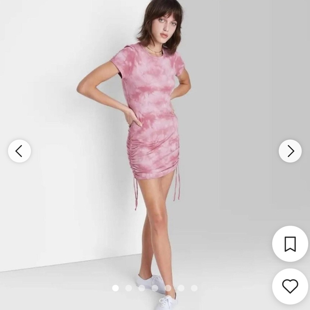 Wild Fable Pink and White Ruched Mini Dress